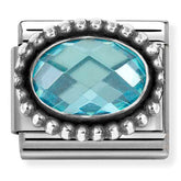 Nomination Composable Classic Link 330607/006 Oval Faceted Light Blue CZ in 925 Silver